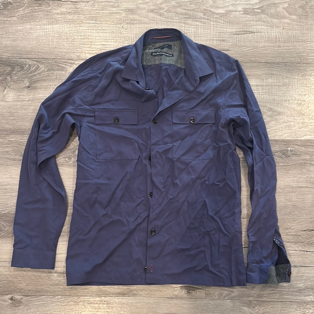 Ted Baker Navy Button-Up Shirt Jacket